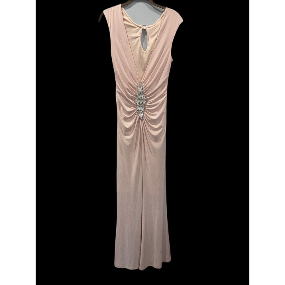 Romantic Marina Blush Formal Gown Sz 6 Ruched Crystal Embellished Evening Dress
